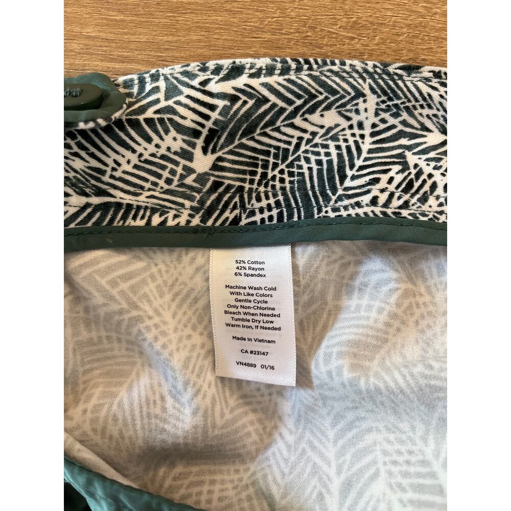 Talbots Chatham Curvy Palm Leaf Print Pants Size 16 Side Zip Stretch Straight - Picture 6 of 9